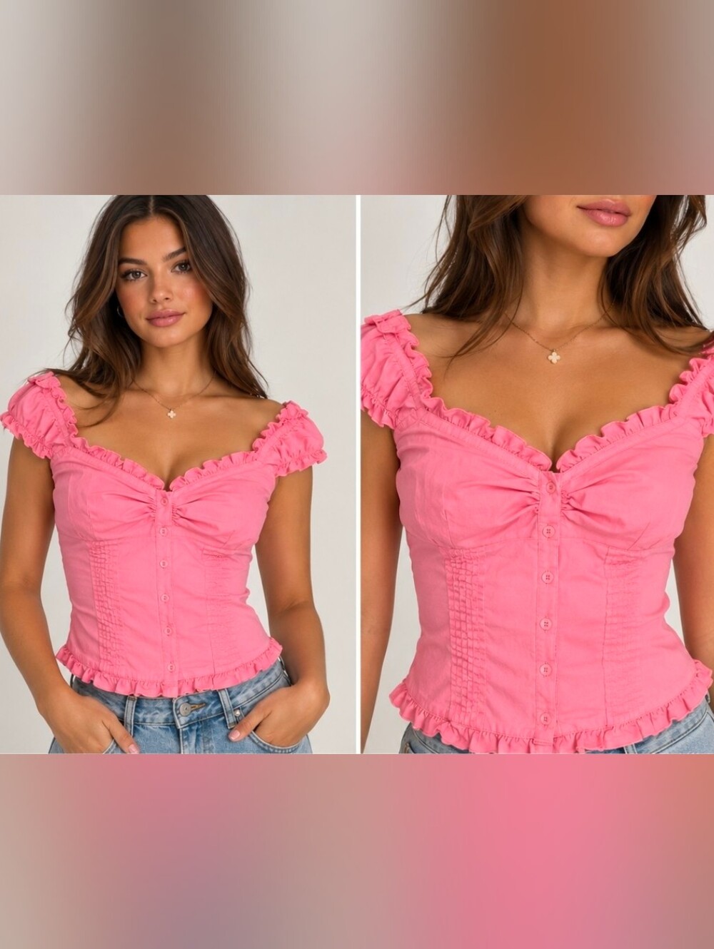 BRANDY MELVILLE PINK BUTTON UP BLOUSE